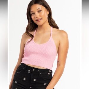 FULL TILT Womens Space Dye Halter Top Size XL Pink NEW